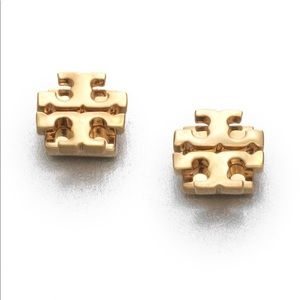 Tory Burch Gold Logo Stud Earrings